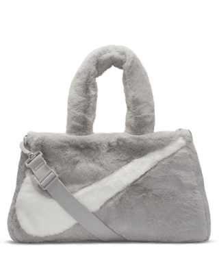 NEW Nike Tote Purse Bag Faux Fur Black White Gym Casual